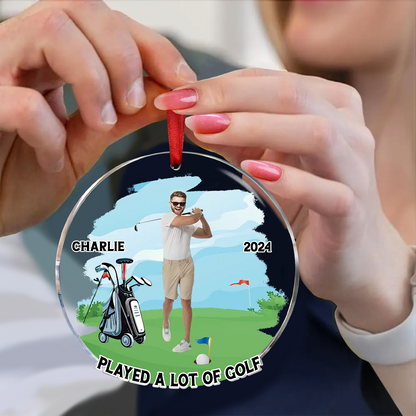 Custom Photo Funny Golfer Played A Lot Of Golf - Personalized Custom Shaped Acrylic Ornament