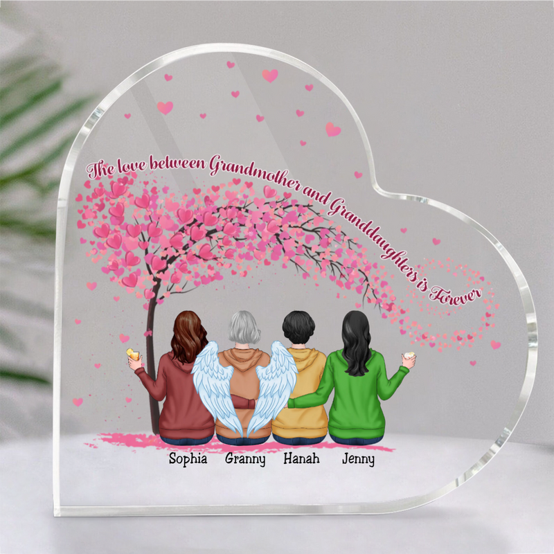 Family - Grandmother & Granddaughters Forever Linked Together - Personalized Acrylic Plaque (LH)