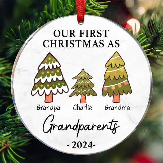 First Christmas As Grandparents - Personalized Circle Ceramic Ornament