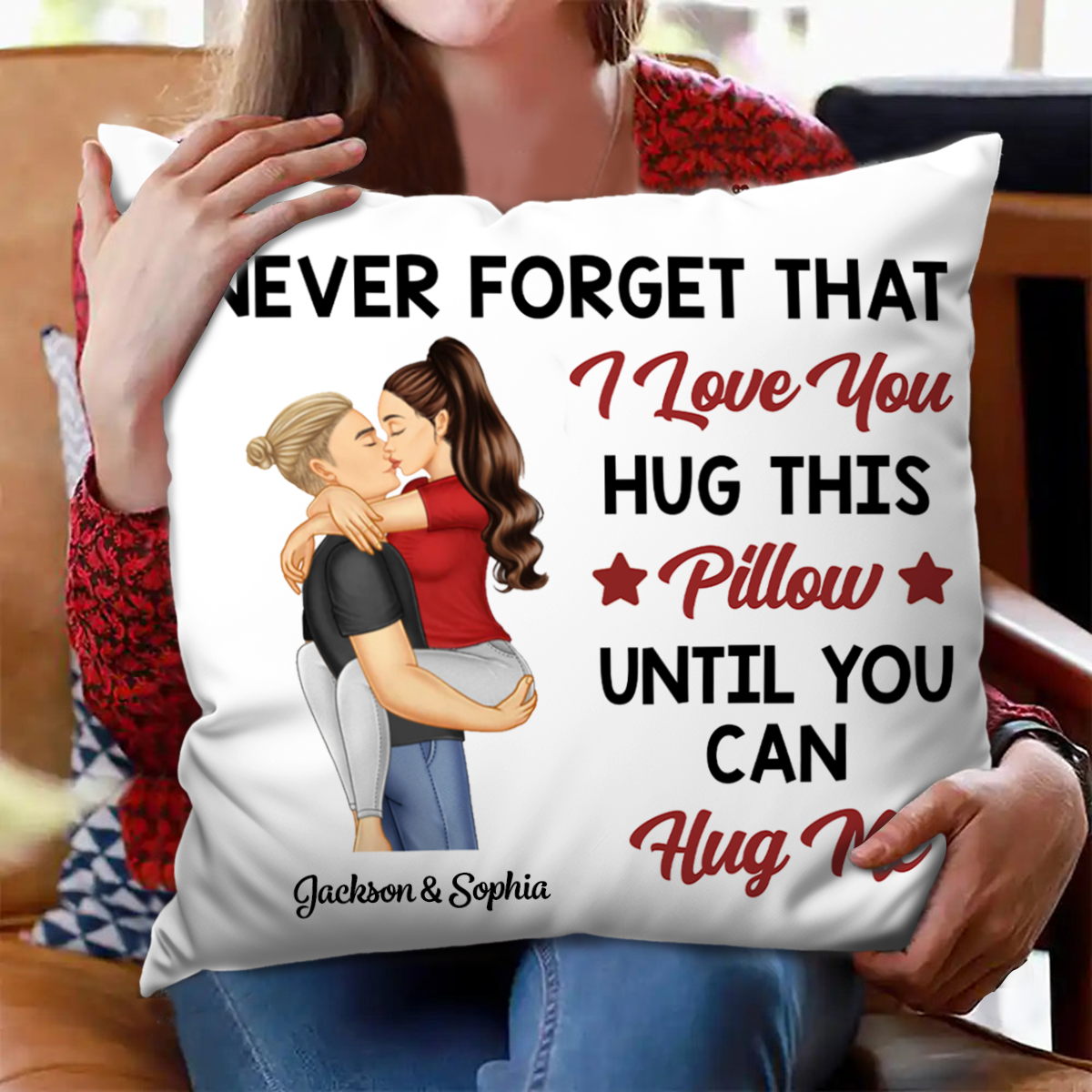 Hug This Pillow Until You Can Hug Me Couples - Personalized Pillow