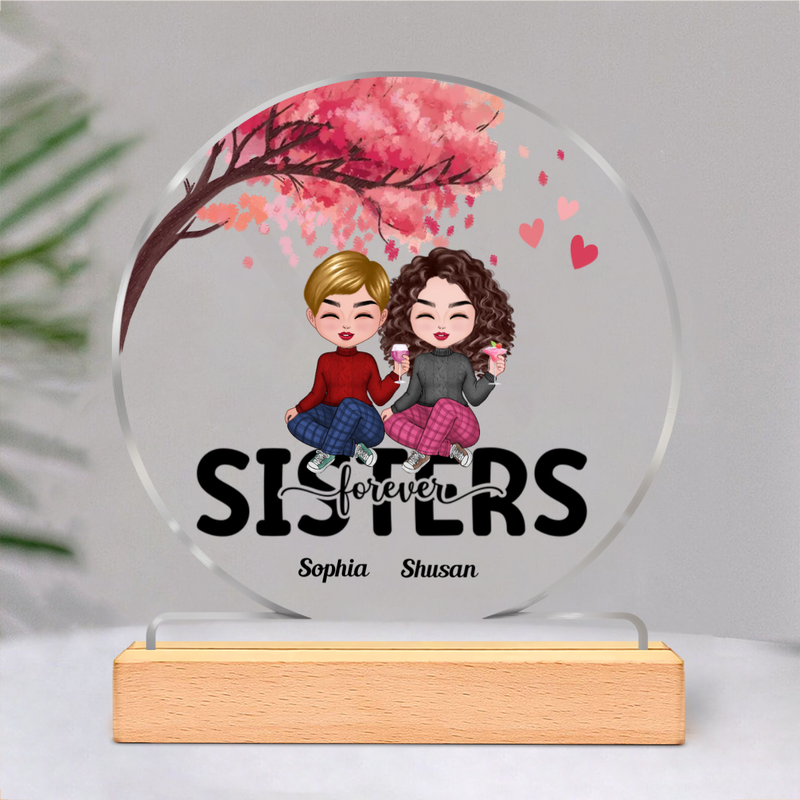 Family - Sisters Forever - Personalized Circle Acrylic Plaque