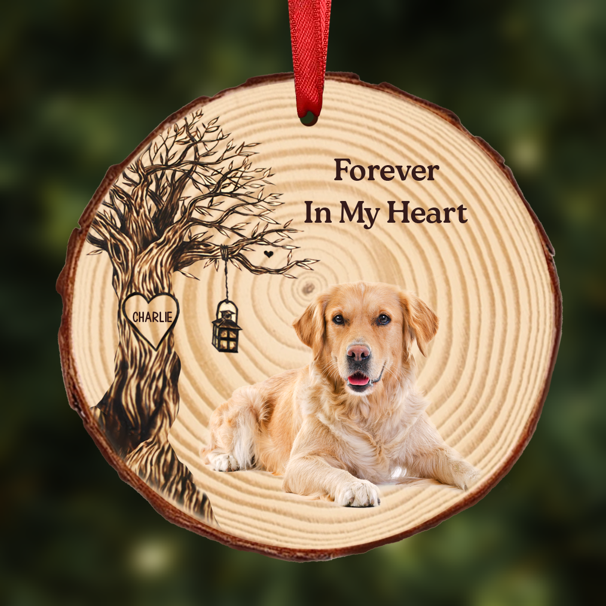 Custom Photo Forever In My Heart - Personalized Wood Slice Ornament