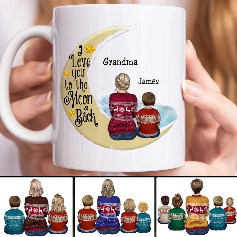Family - I Love You To The Moon And Back - Personalized Mug