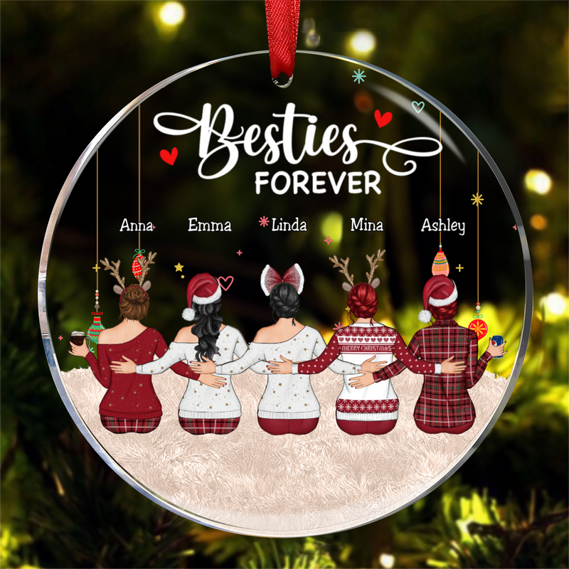 Besties - Besties Forever - Personalized Circle Ornament
