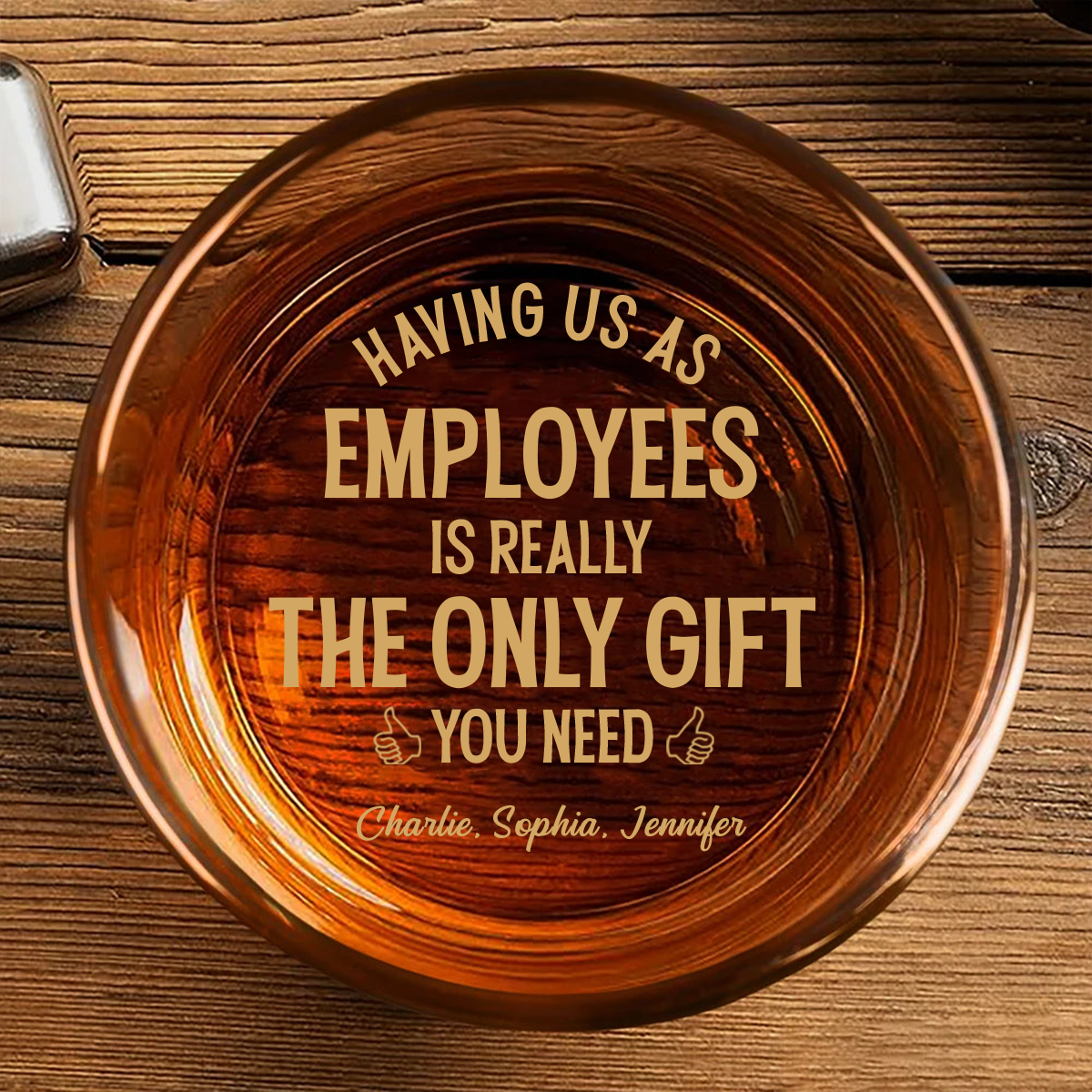 Having Us Is The Only Gift You Need - Personalized Engraved Whiskey Glass