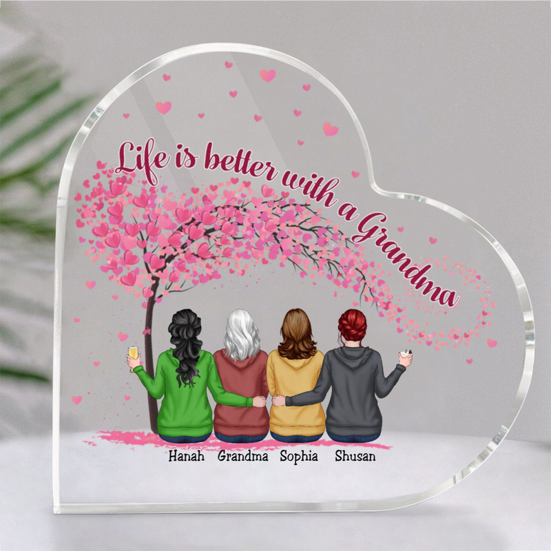 Family - Life Is Better With A Grandma - Personalized Acrylic Plaque (LH)