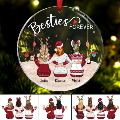 Besties - Besties Forever - Personalized Circle Ornament (BU)