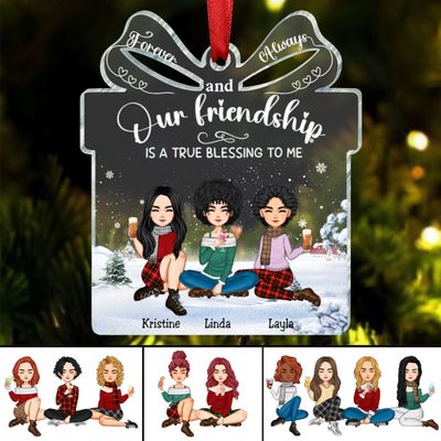 Besties - Our Friendship is a True Blessing to me - Personalized Transparent Ornament(BU)