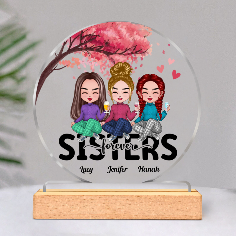 Family - Sisters Forever - Personalized Circle Acrylic Plaque
