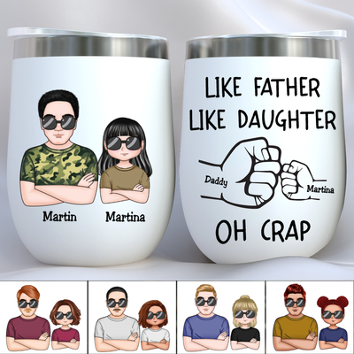 Father's Day - Like Father Like Daughter Fist Bump Handshake - Personalized Wine Tumbler (TT)