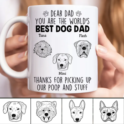 Dog Lovers - Dear World's Best Dog Dad Dog Head Outline - Personalized Mug