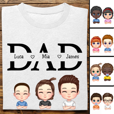 Father's Day- Dad Shirt With Kids Name - Personalized T-Shirt
