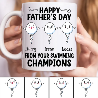 Father's Day - Happy Father's Day From Your Swimming Champion  - Personalized Mug
