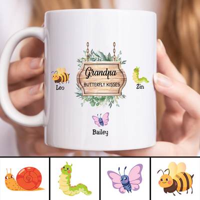 Family - Grandpa's Butterfly Kisses  - Personalized Mug