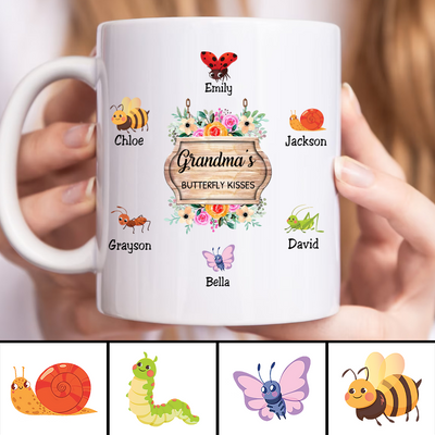 Family - Grandma's Butterfly Kisses  - Personalized Mug