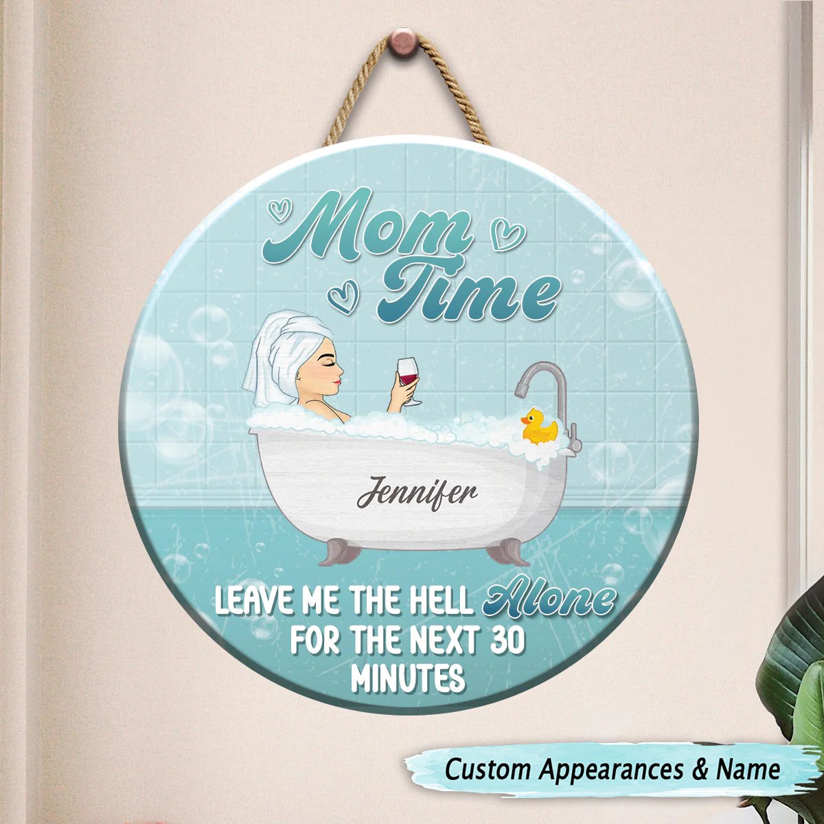 Mom Time - Funny Bathroom Sign For Mom - Personalized Wood Sign - Makezbright Gifts