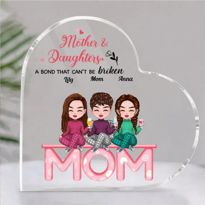 Mother And Daughters - Mother And Daughters A Bond That Cant Be Broken - Personalized Acrylic Plaque (LH) - Makezbright Gifts