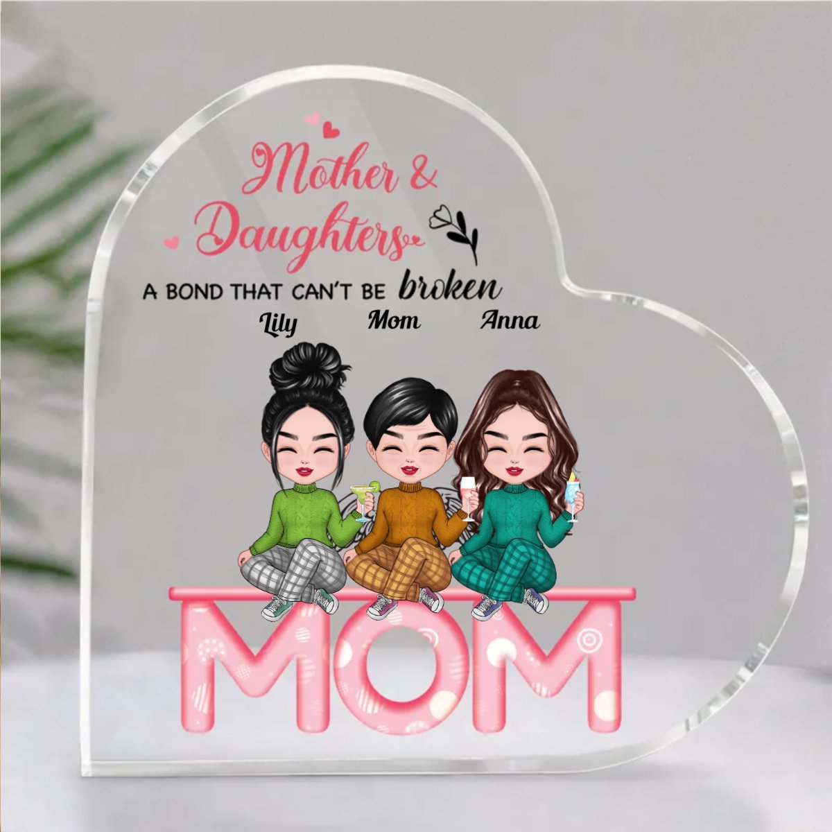 Mother And Daughters - Mother And Daughters A Bond That Cant Be Broken - Personalized Acrylic Plaque (LH) - Makezbright Gifts