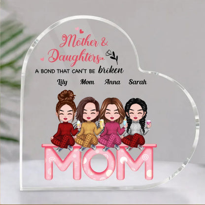 Mother And Daughters - Mother And Daughters A Bond That Cant Be Broken - Personalized Acrylic Plaque (LH) - Makezbright Gifts