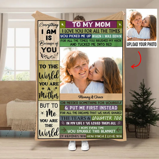 Mother - Custom Photo I Love You, Mom - Personalized Blanket - Makezbright Gifts