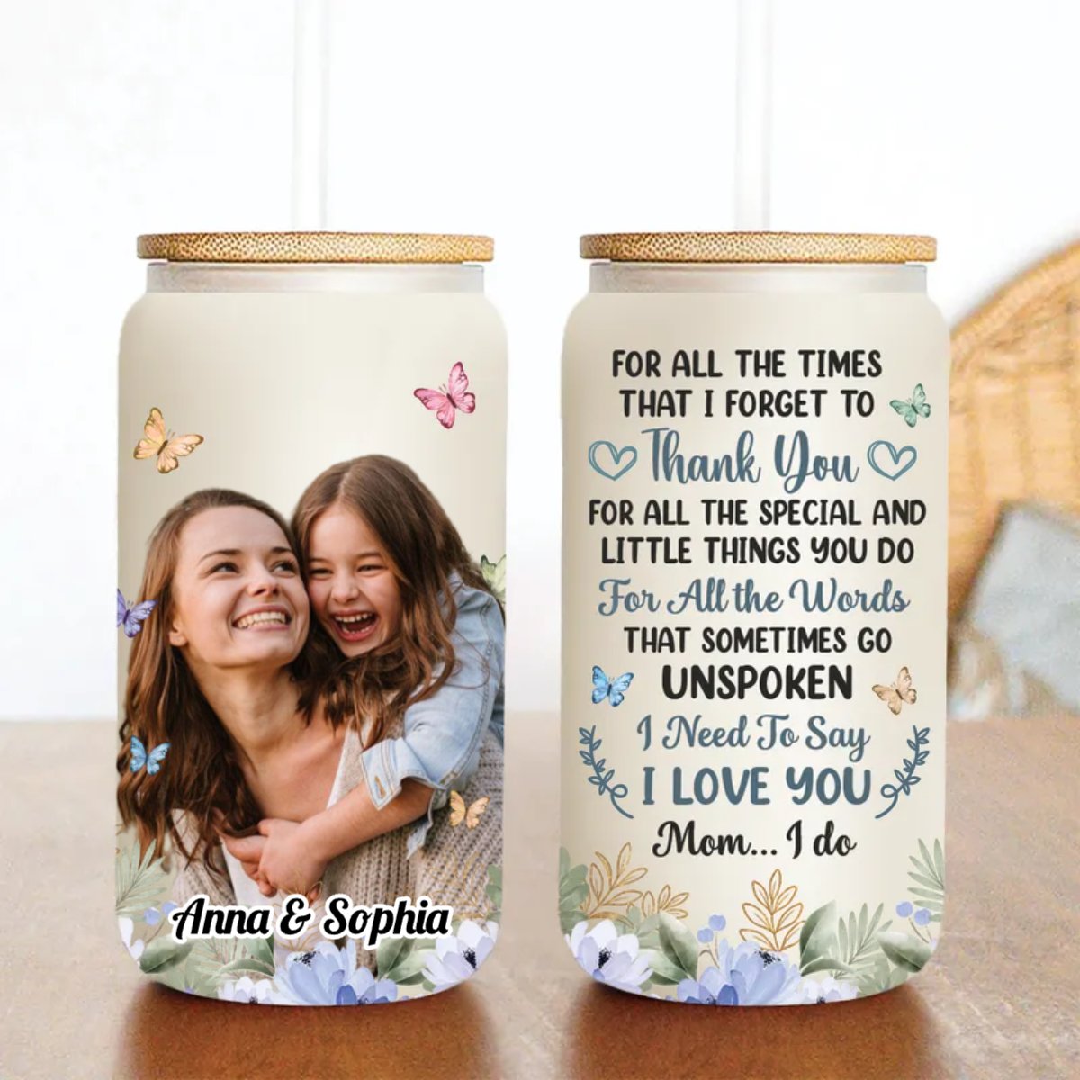 Mother - Custom Photo Thank You For All The Special Things - Personalized Glass Can (HJ) - Makezbright Gifts