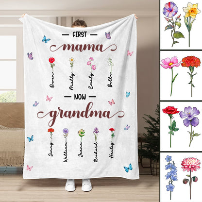 Mother - First Mom Now Grandma - Personalized Blanket (II) - Makezbright Gifts