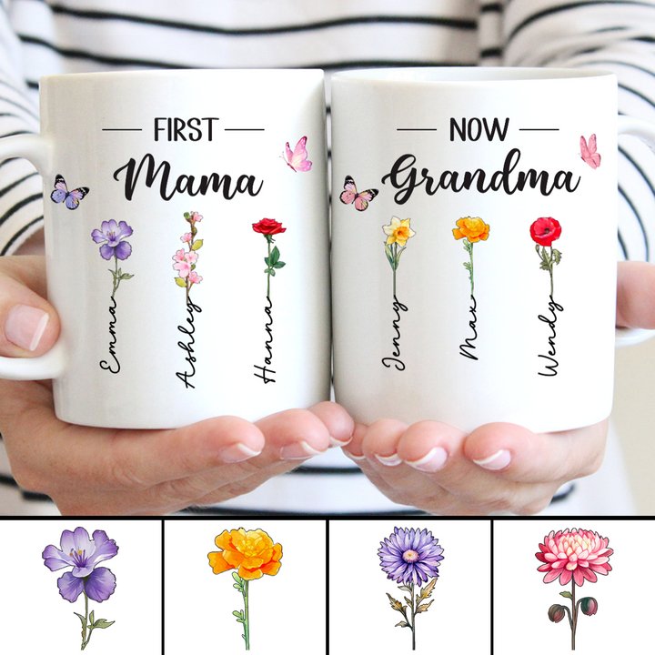 Mother - First Mom Now Grandma - Personalized Mug (L) - Makezbright Gifts