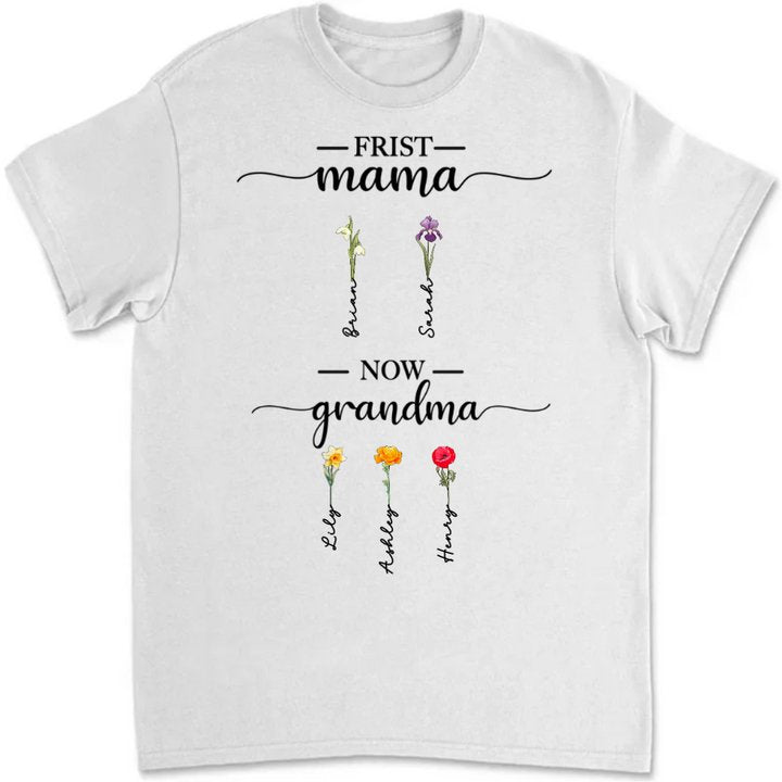 Mother - First Mom Now Grandma - Personalized T - shirt (L) - Makezbright Gifts