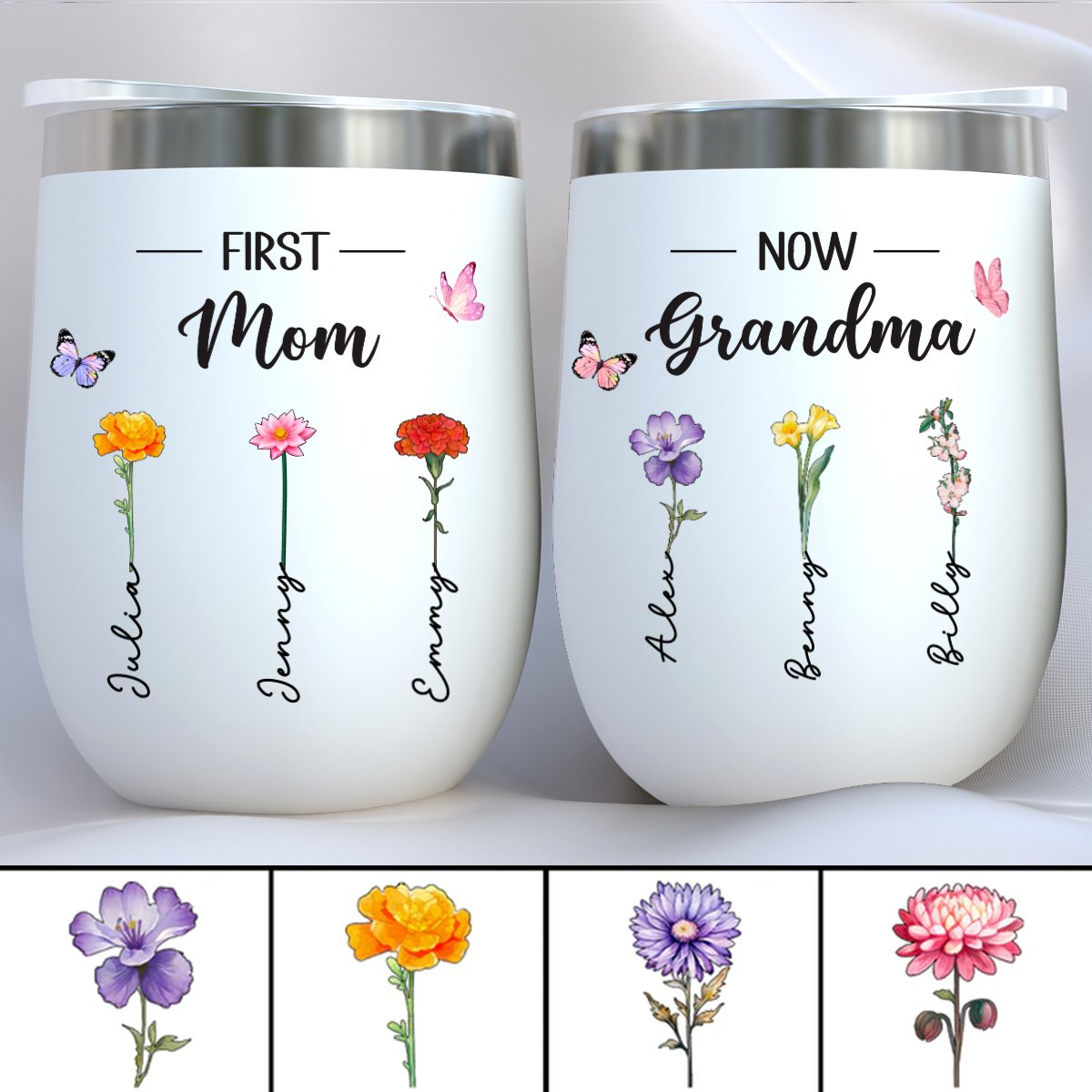 Mother - First Mom Now Grandma - Personalized Wine Tumbler - Makezbright Gifts