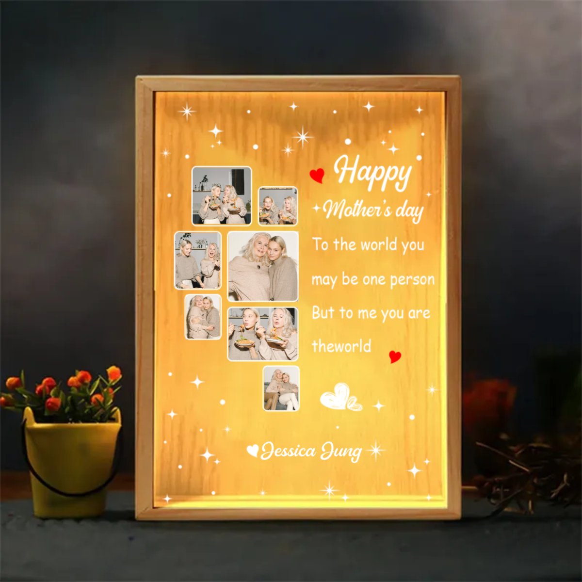 Mother - Happy Mother's Day To Me You Are The World - Personalized Frame Light Box (TL) - Makezbright Gifts