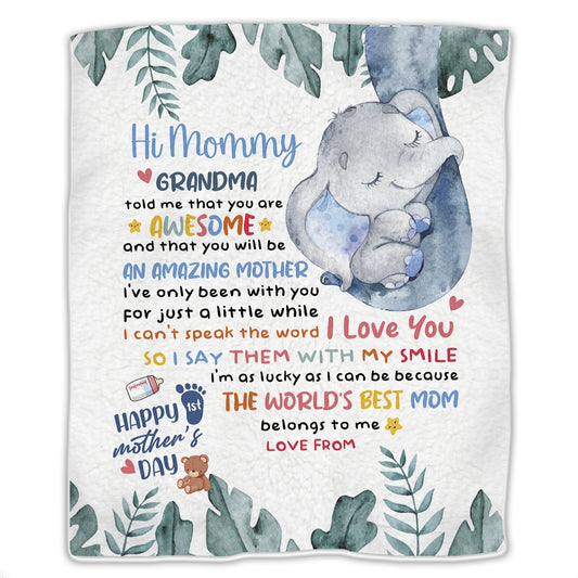 Mother - Hi Mommy, Grandma Told Me That You Are Awesome - Personalized Blanket - Makezbright Gifts