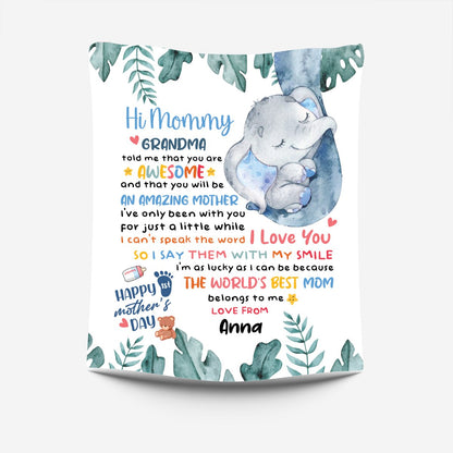 Mother - Hi Mommy, Grandma Told Me That You Are Awesome - Personalized Blanket - Makezbright Gifts