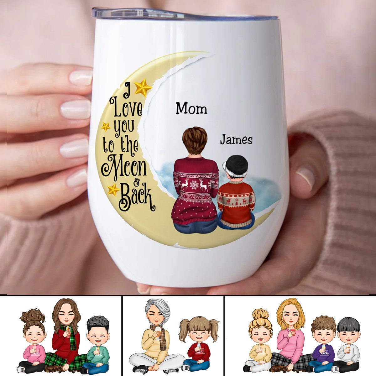 Mother - I Love You To The Moon And Back - Personalized Wine Tumbler (M10) - Makezbright Gifts