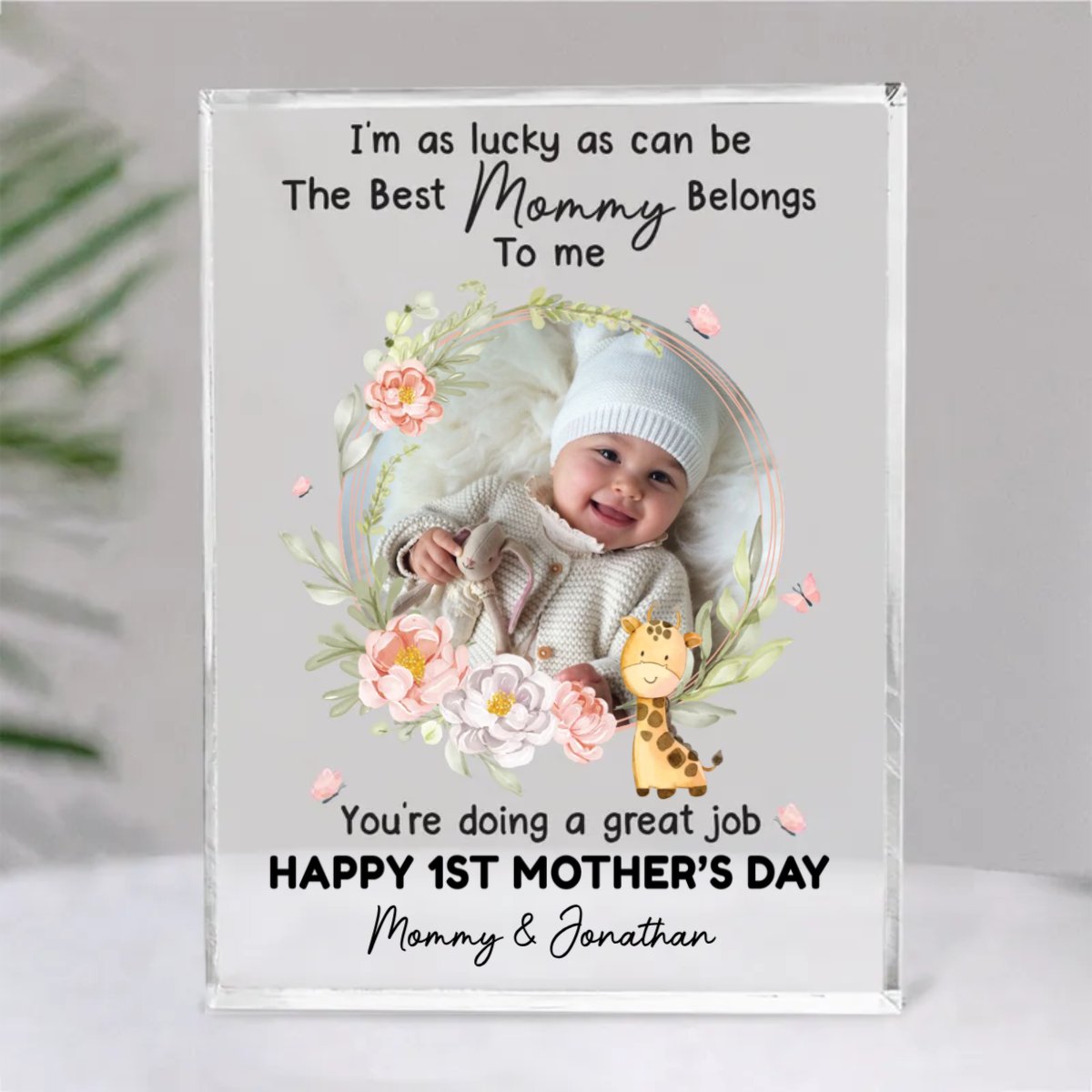 Mother - I'm As Lucky As Can Be The Best Mommy Belongs To Me - Personalized Acrylic Plaque - Makezbright Gifts