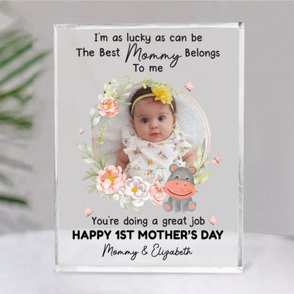 Mother - I'm As Lucky As Can Be The Best Mommy Belongs To Me - Personalized Acrylic Plaque - Makezbright Gifts