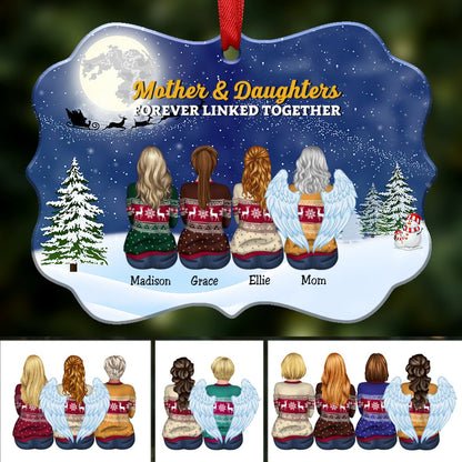 Mother Memorial Gift - Mother & Daughter Forever Linked Together - Personalized Christmas Ornament - Makezbright Gifts