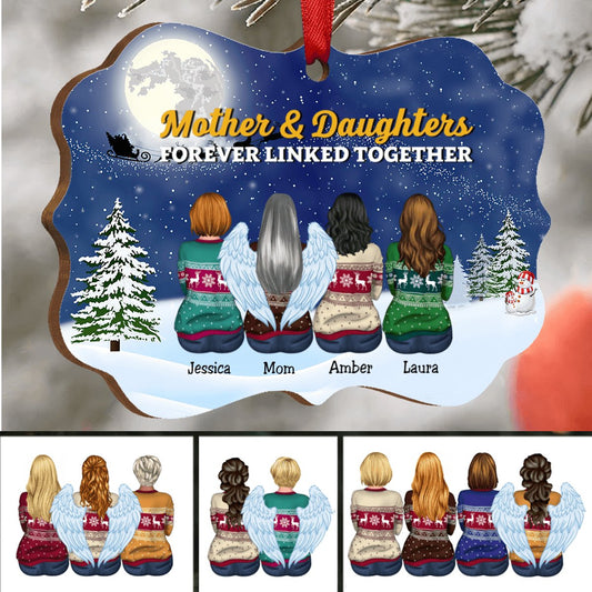 Mother Memorial Gift - Mother & Daughter Forever Linked Together V2 - Personalized Christmas Ornament - Makezbright Gifts