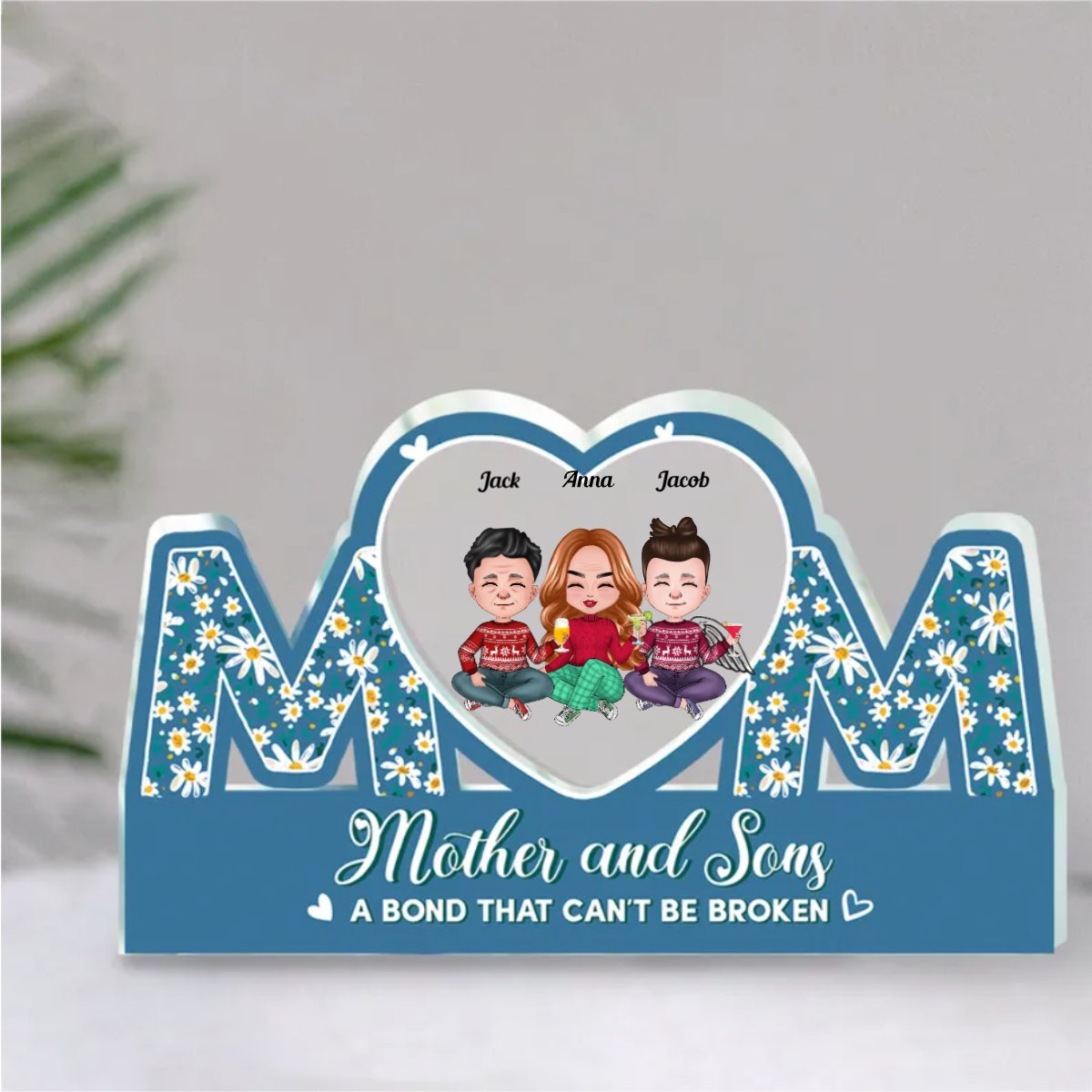 Mother - Mother And Sons A Bond That Can't Be Broken - Personalized Acrylic Plaque (QU) - Makezbright Gifts