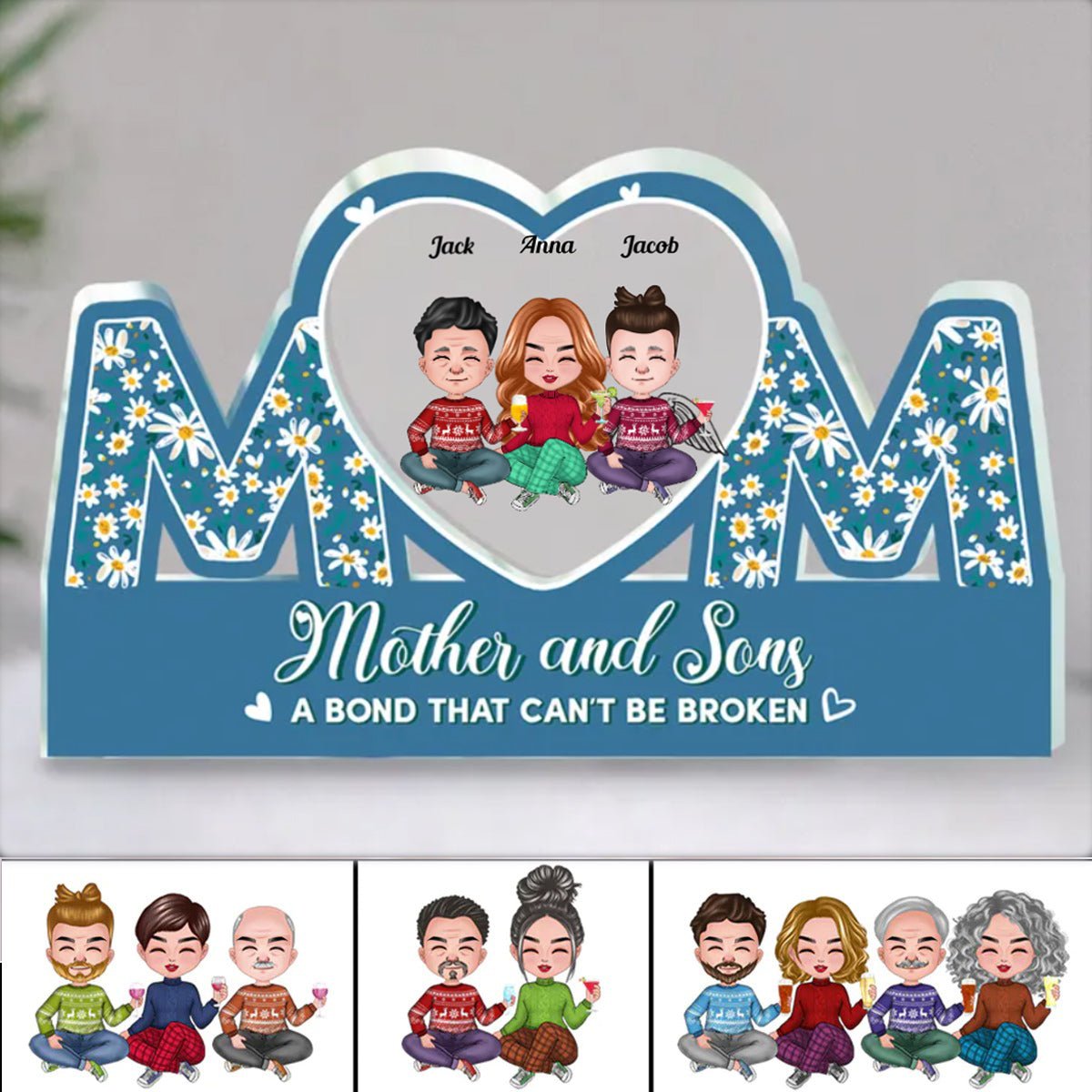 Mother - Mother And Sons A Bond That Can't Be Broken - Personalized Acrylic Plaque (QU) - Makezbright Gifts