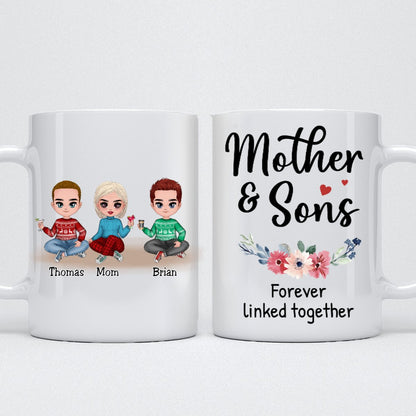 Mother & Sons Forever Linked Together - Personalized Mug - Makezbright Gifts