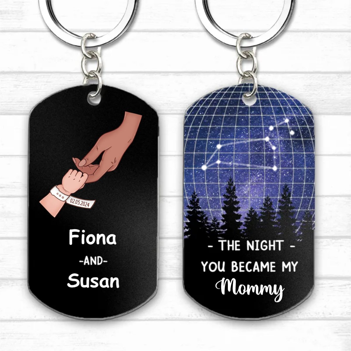 Mother - Star Map The Night You Became My Mommy - Personalized Keychain (HJ) - Makezbright Gifts