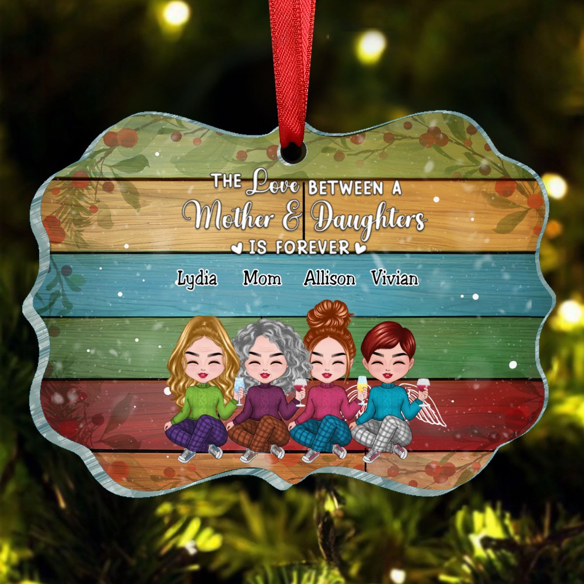 Mother - The Love Between A Mother And Daughters Is Forever - Personalized Ornament(BU) - Makezbright Gifts