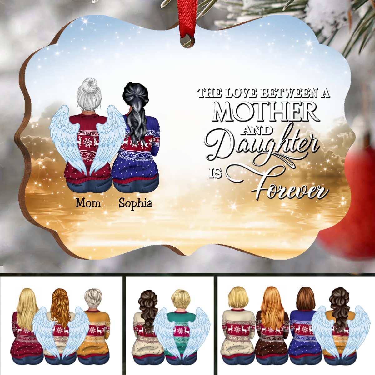 Mother - The Love Between A Mother & Daughter Is Forever - Personalized Christmas Ornament - Makezbright Gifts