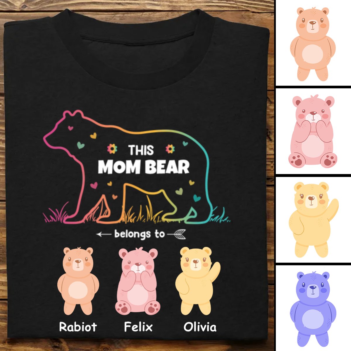 Mother - This Mama Bear Belongs To - Personalized T Shirt - Makezbright Gifts