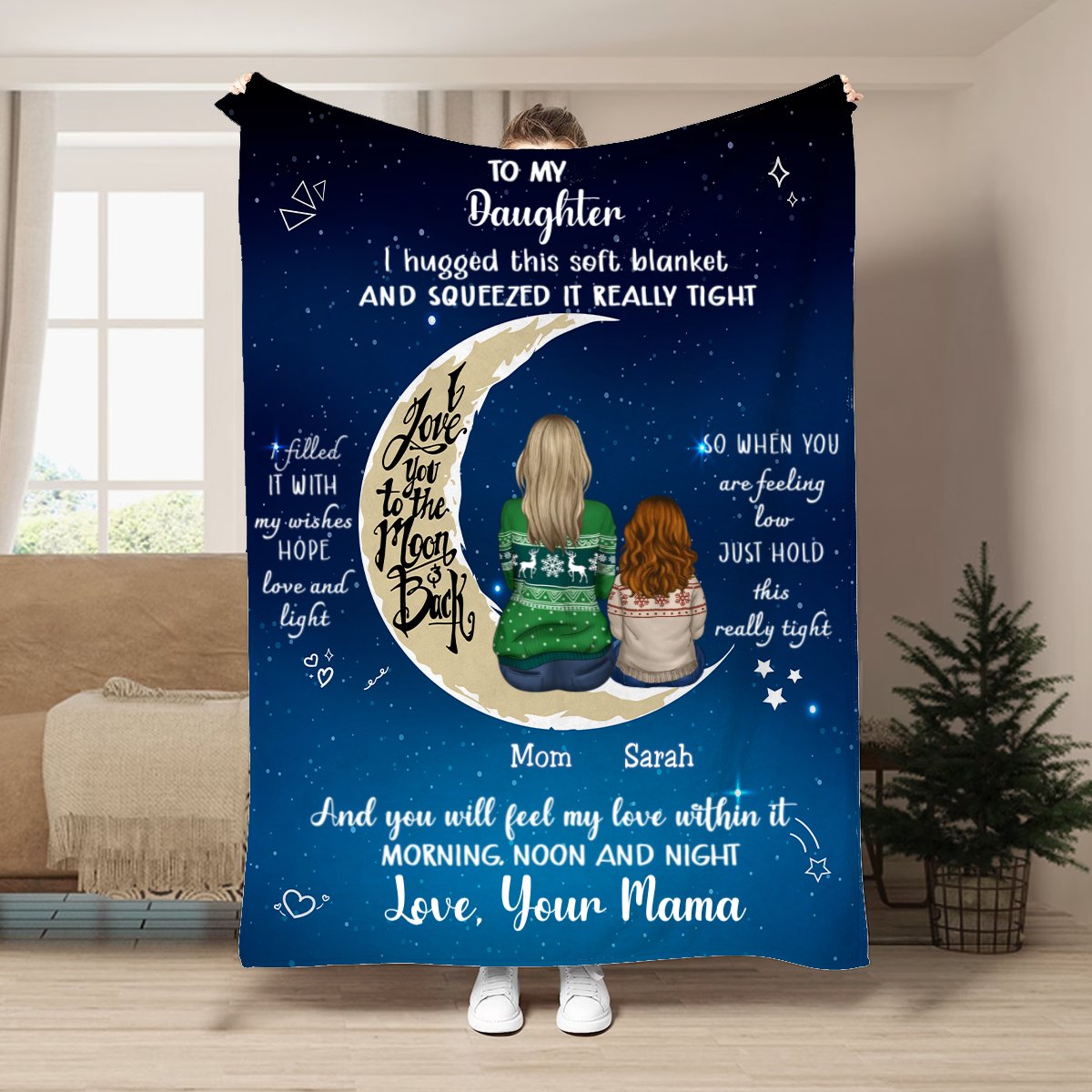 Mother - To My Daughter I Love You To The Moon And Back - Personalized Blanket (HN) - Makezbright Gifts