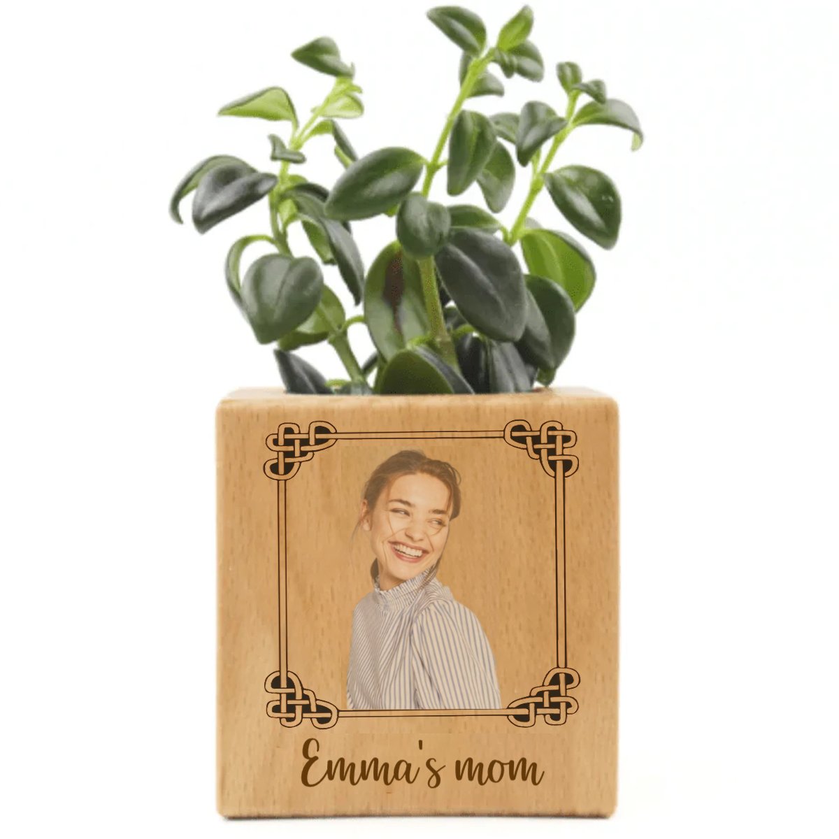 Mother's Day - Custom Photo&Text Engraved Plant Pots - Personalized Wood Flower Box - Makezbright Gifts