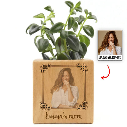 Mother's Day - Custom Photo&Text Engraved Plant Pots - Personalized Wood Flower Box - Makezbright Gifts