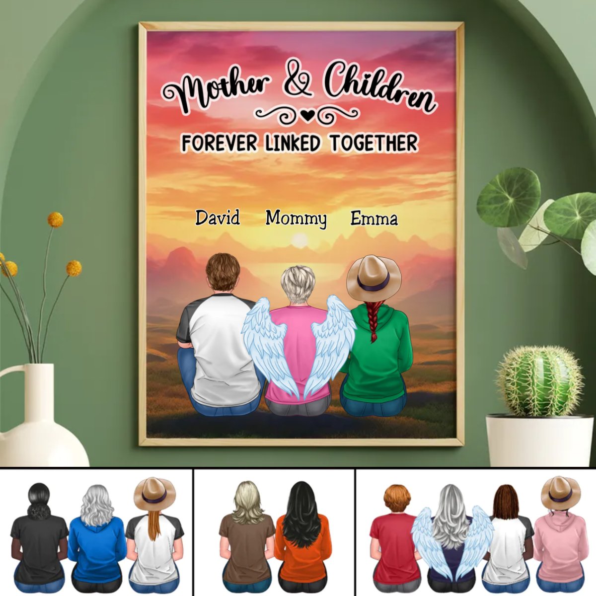 Mother's Day - Mother and Children Forever Linked Together - Personalized Poster - Makezbright Gifts