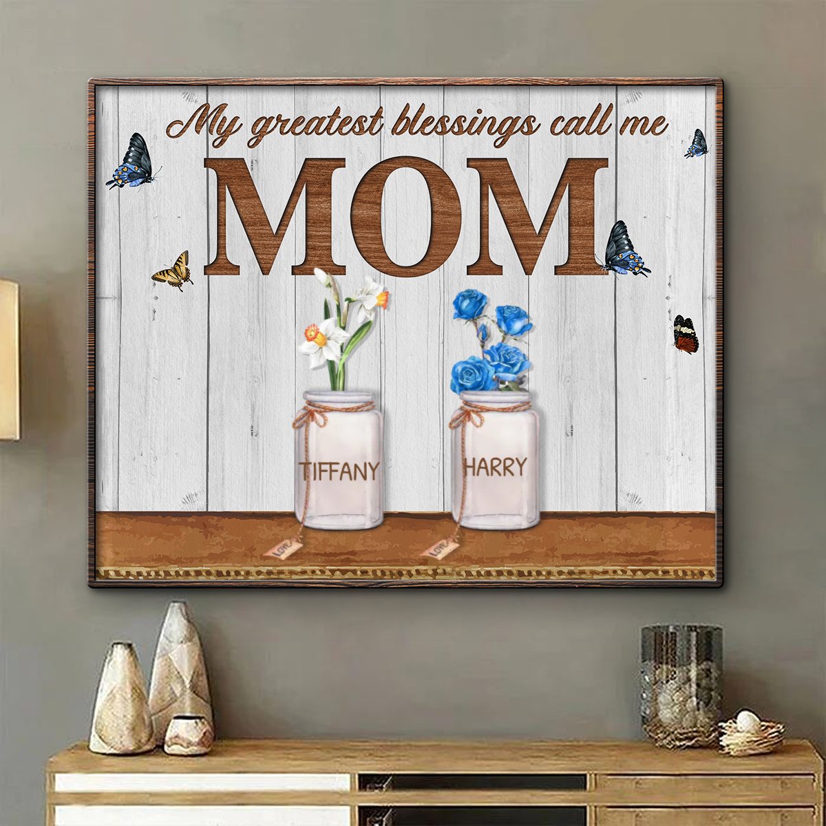 Mothers - Greatest Blessings Call Me Mom Birth Month Flowers - Personalized Poster - Makezbright Gifts