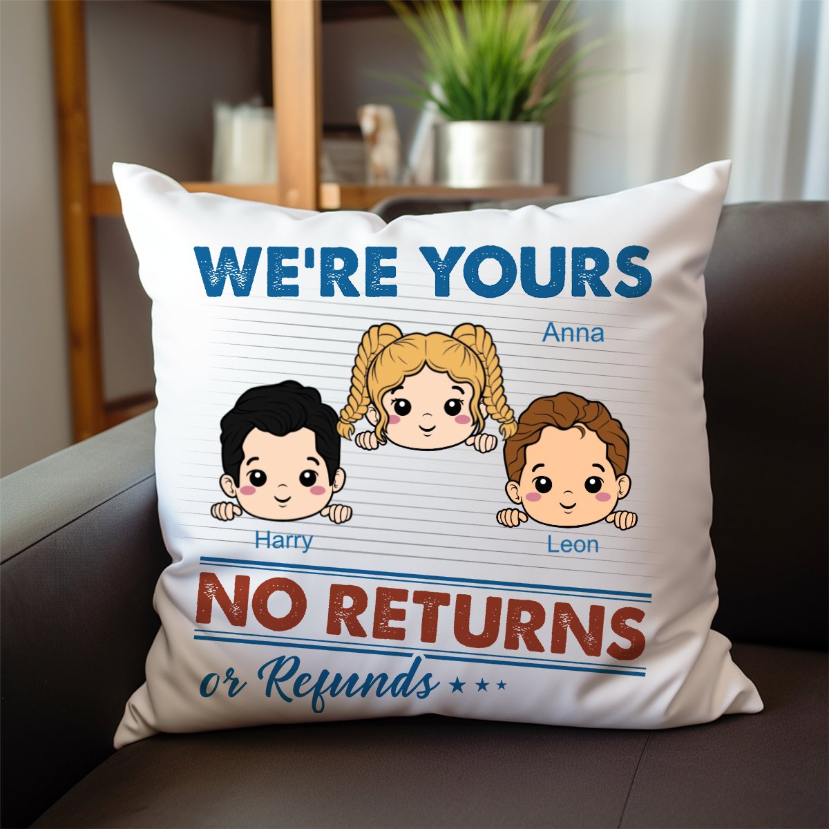 No Returns Or Refunds Grandkids - Personalized Pillow - Makezbright Gifts